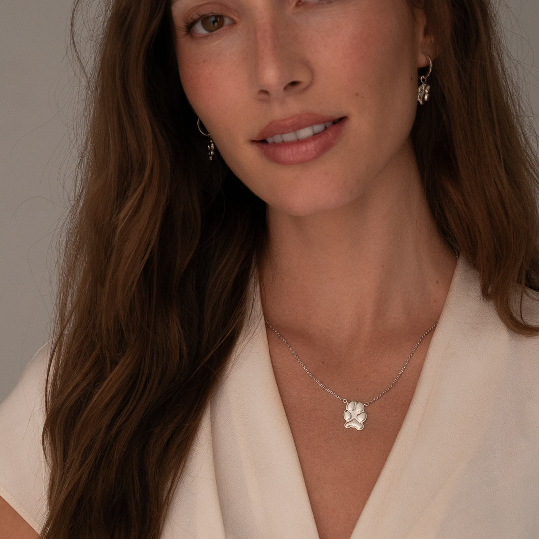 Petite Paw Silver Drop Earrings