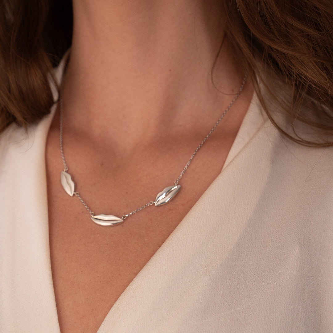 Silver Triple Classic Kiss Necklace