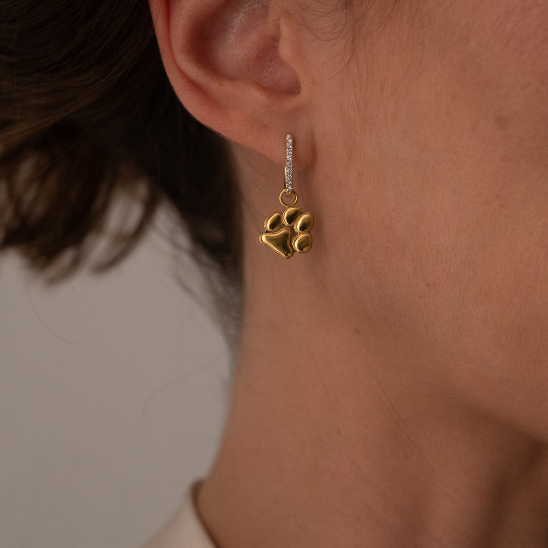 Petite Paw Diamond Drop Earrings