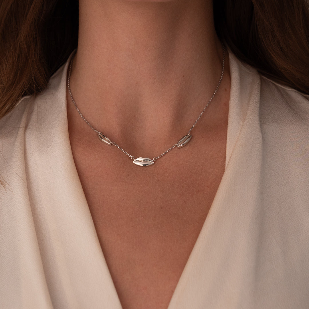 Silver Triple Petite Kiss Necklace