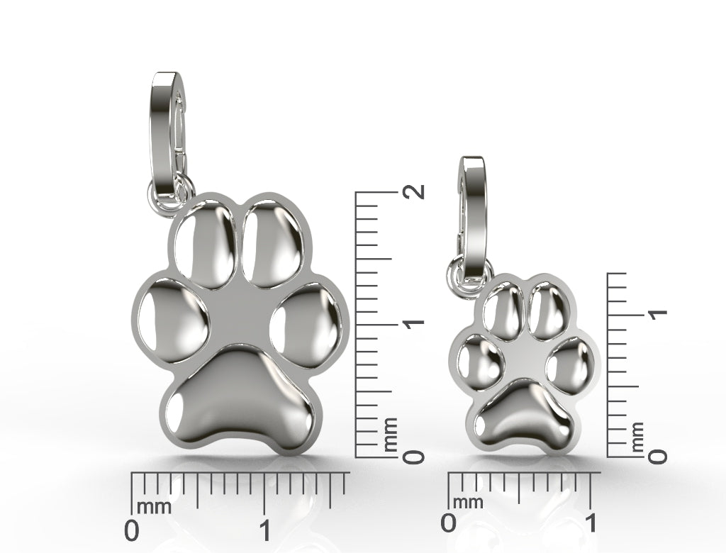 Small Silver Paw Charm