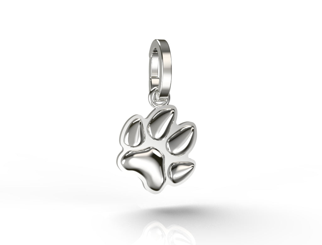 Small Silver Paw Charm