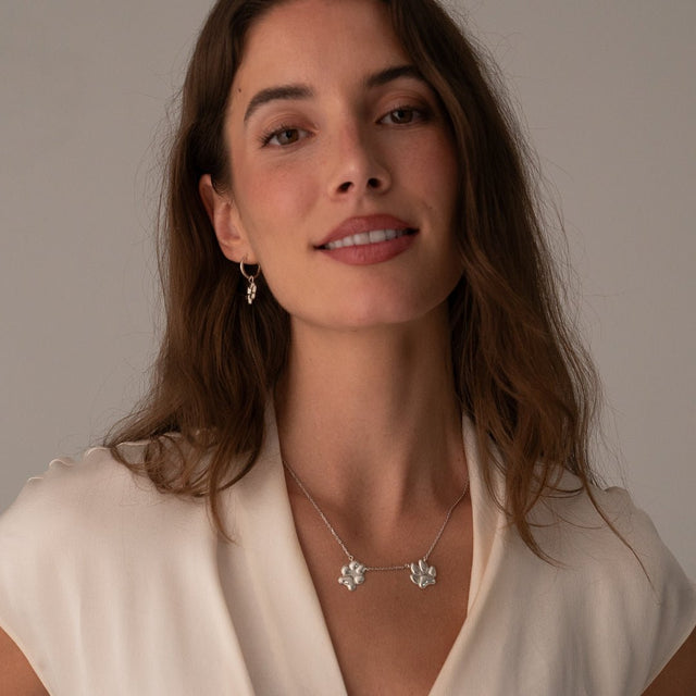 Silver Double Classic Paw Necklace | Custom Beautiful Meaningful Jewelry - ilMio Jewelry