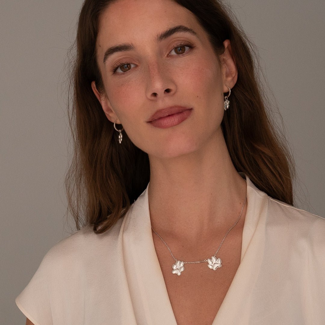 Silver Double Classic Paw Necklace | Custom Beautiful Meaningful Jewelry - ilMio Jewelry