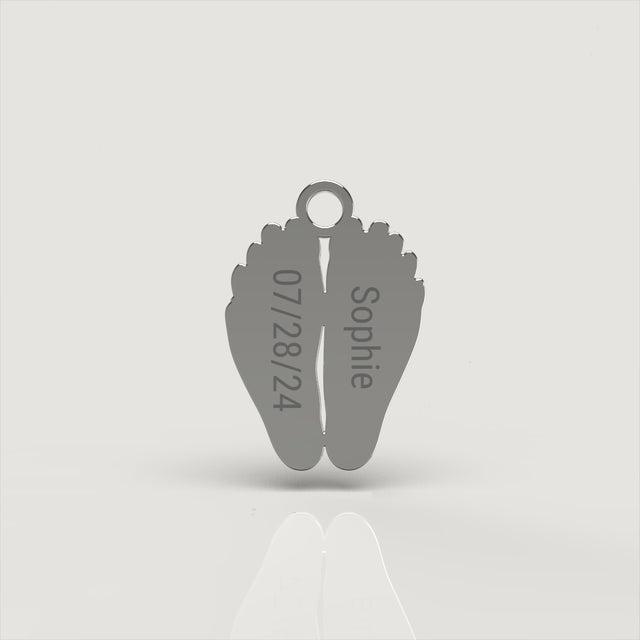 Silver Classic Footprint Charm | Custom Beautiful Meaningful Jewelry - ilMio Jewelry