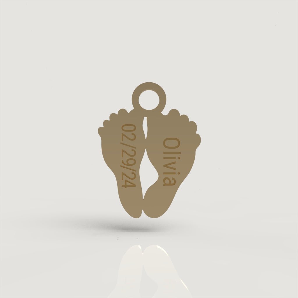 Gold Classic Footprint Charm | Custom Beautiful Meaningful Jewelry - ilMio Jewelry