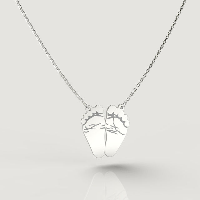 Silver Classic Footprint Necklace | Custom Beautiful Meaningful Jewelry - ilMio Jewelry