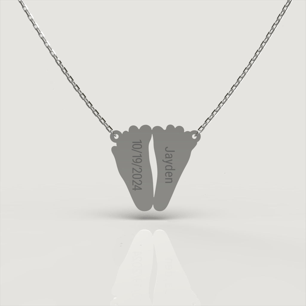 Silver Classic Footprint Necklace | Custom Beautiful Meaningful Jewelry - ilMio Jewelry