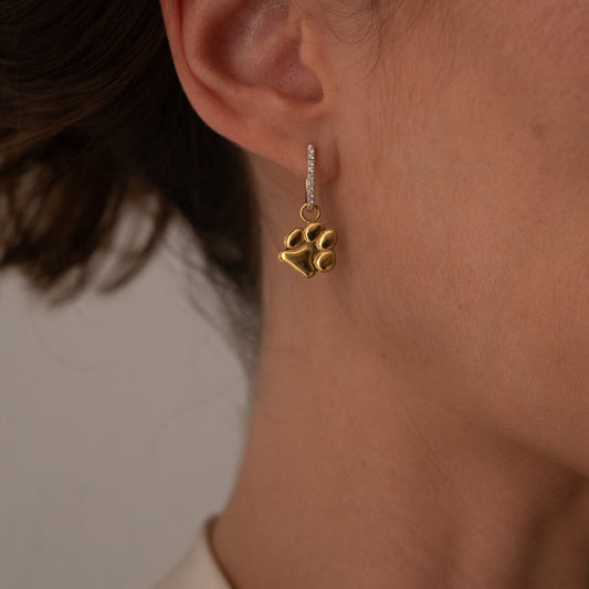 Petite Paw Diamond Drop Earrings