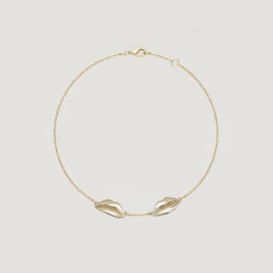 Gold Double Classic Kiss Cable Bracelet | Custom Beautiful Meaningful Jewelry - ilMio Jewelry