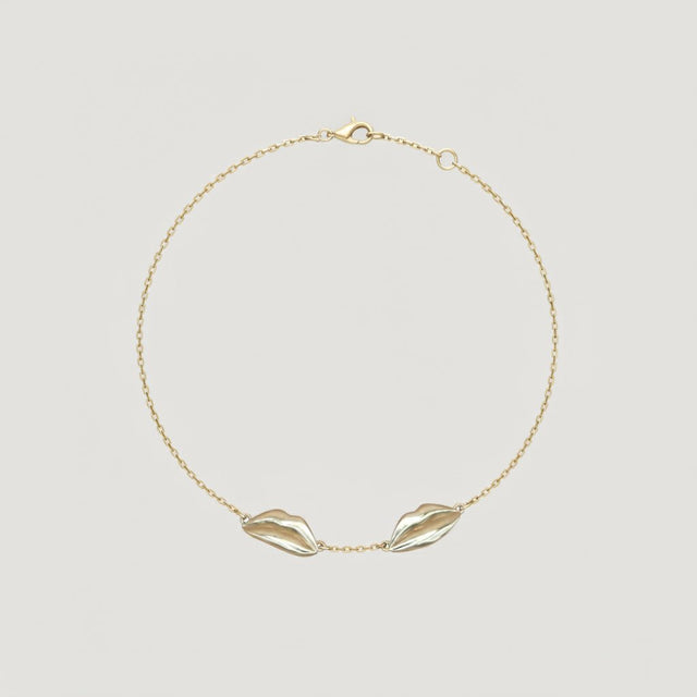 Gold Double Classic Kiss Cable Bracelet | Custom Beautiful Meaningful Jewelry - ilMio Jewelry