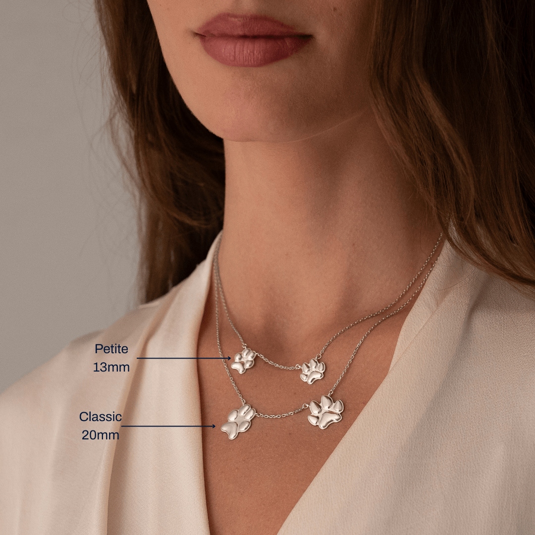 Silver Double Petite Paw Necklace | Custom Beautiful Meaningful Jewelry - ilMio Jewelry