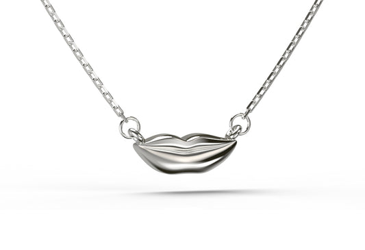 Small Silver Classic Kiss Necklace