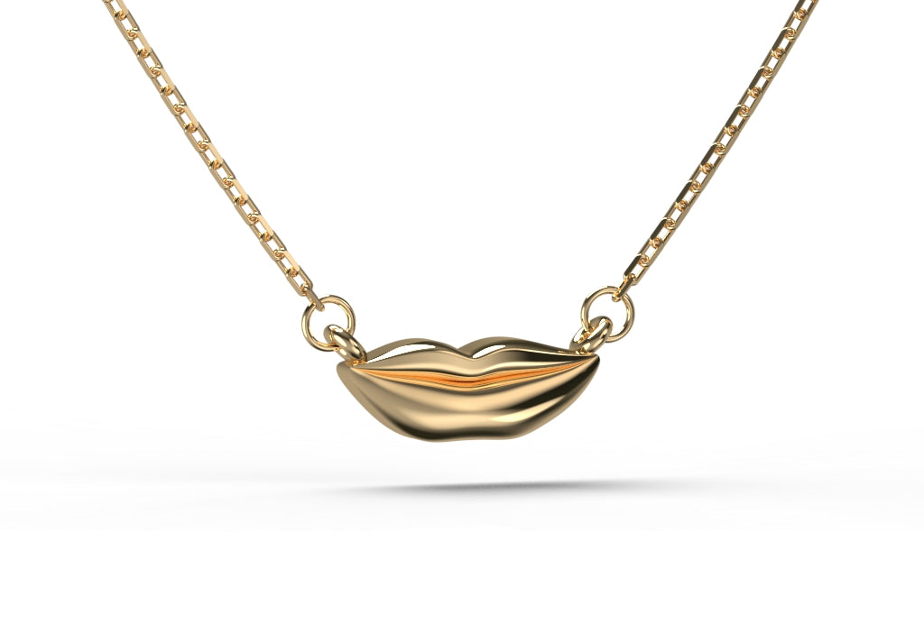 Small Gold Classic Kiss Necklace