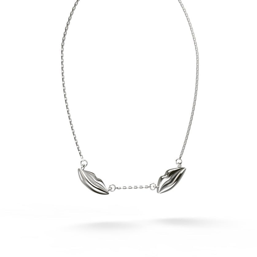 Silver Double Petite Kiss Necklace | Custom Beautiful Meaningful Jewelry - ilMio Jewelry