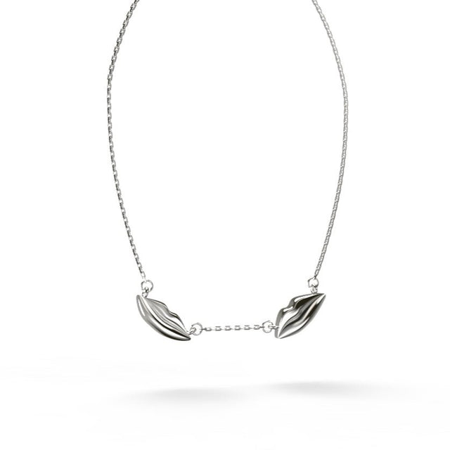 Silver Double Petite Kiss Necklace | Custom Beautiful Meaningful Jewelry - ilMio Jewelry