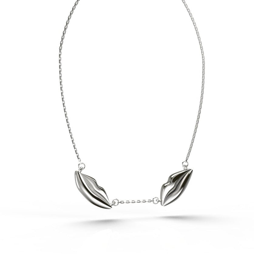 Silver Double Classic Kiss Necklace | Custom Beautiful Meaningful Jewelry - ilMio Jewelry