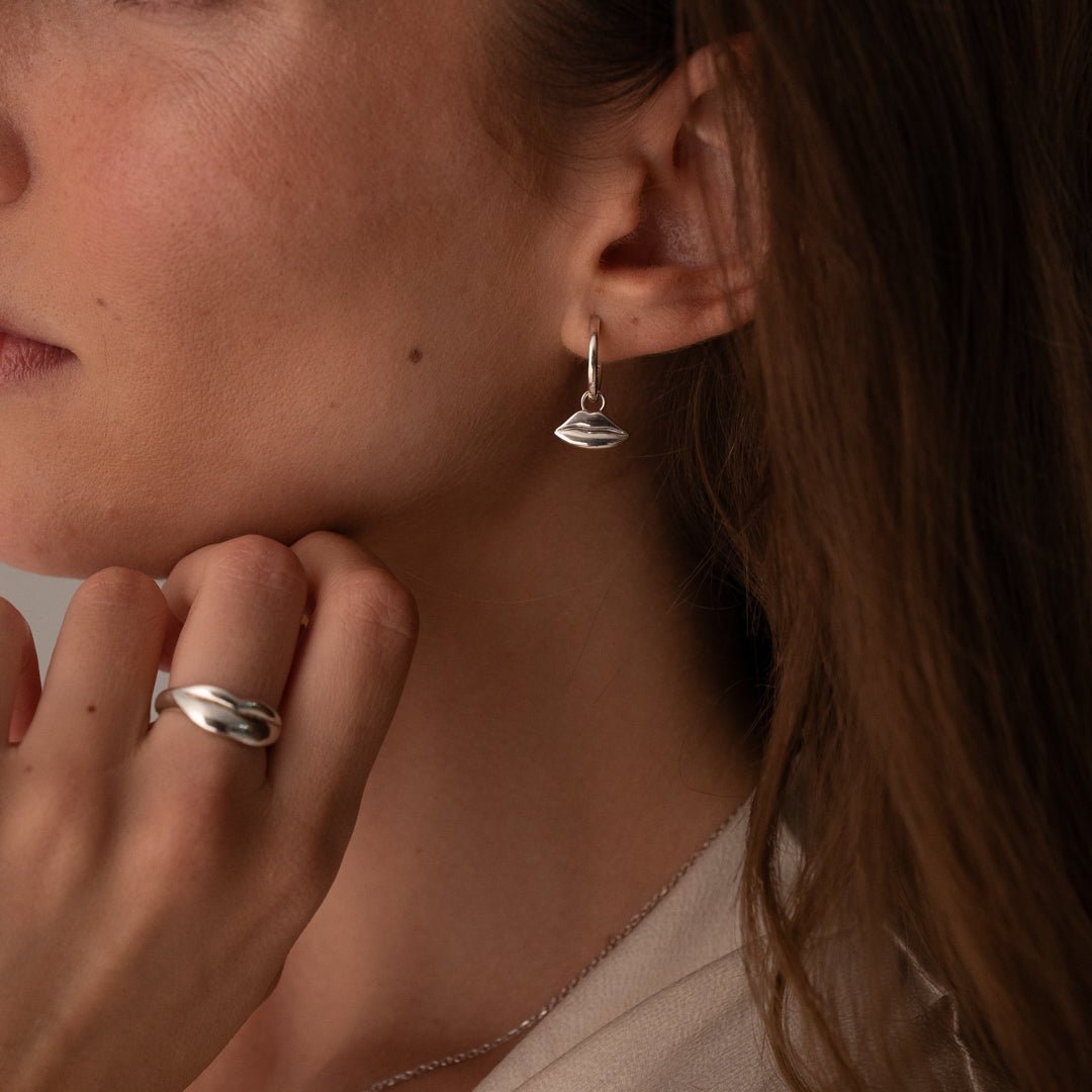 Petite Kiss Silver Drop Earrings | Custom Beautiful Meaningful Jewelry - ilMio Jewelry