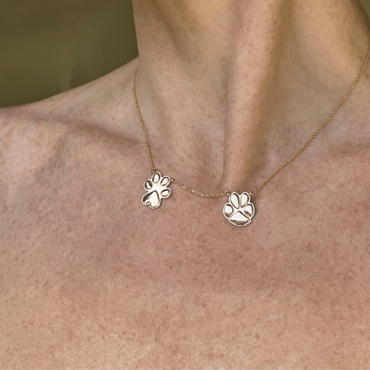 Gold Double Petite Paw Necklace | Custom Beautiful Meaningful Jewelry - ilMio Jewelry