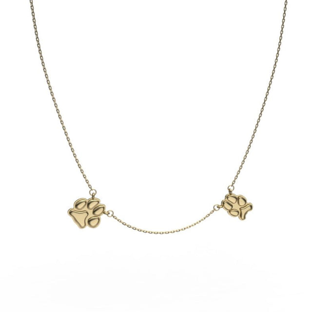 Gold Double Petite Paw Necklace | Custom Beautiful Meaningful Jewelry - ilMio Jewelry