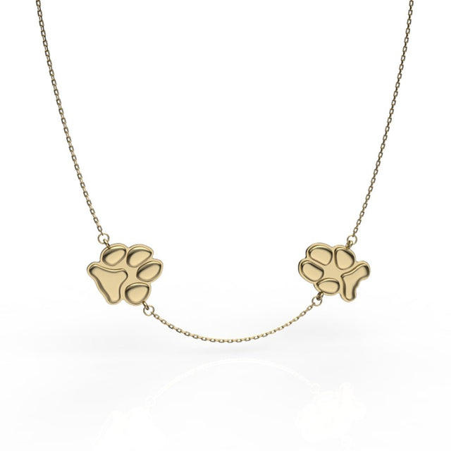 Gold Double Classic Paw Necklace | Custom Beautiful Meaningful Jewelry - ilMio Jewelry