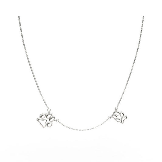Silver Double Petite Paw Necklace