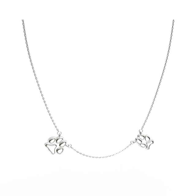 Silver Double Petite Paw Necklace | Custom Beautiful Meaningful Jewelry - ilMio Jewelry