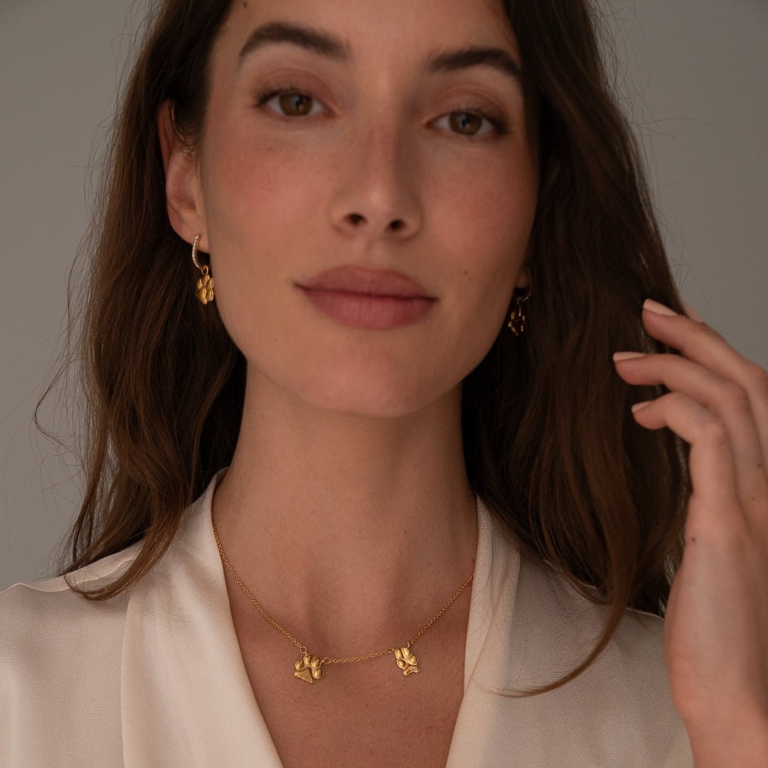 Gold Double Petite Paw Necklace | Custom Beautiful Meaningful Jewelry - ilMio Jewelry