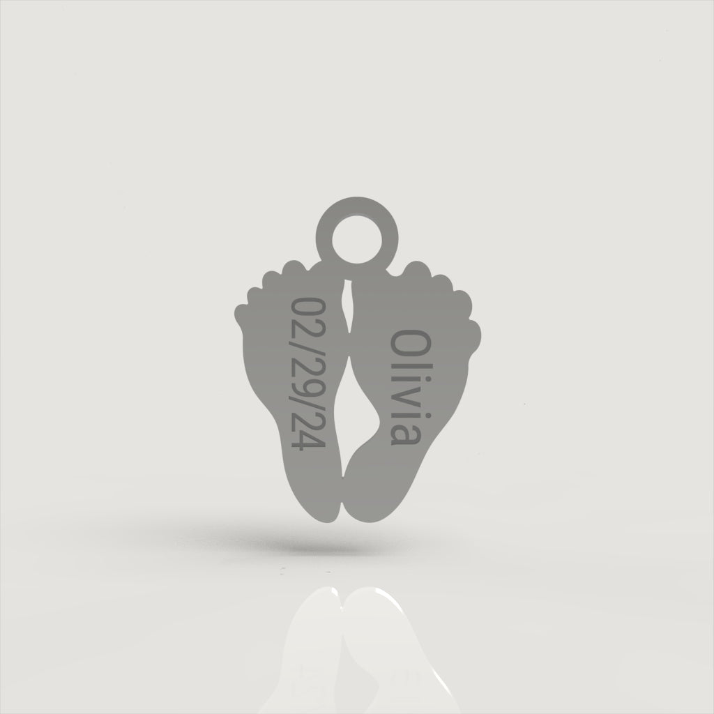 Silver Petite Footprint Charm | Custom Beautiful Meaningful Jewelry - ilMio Jewelry