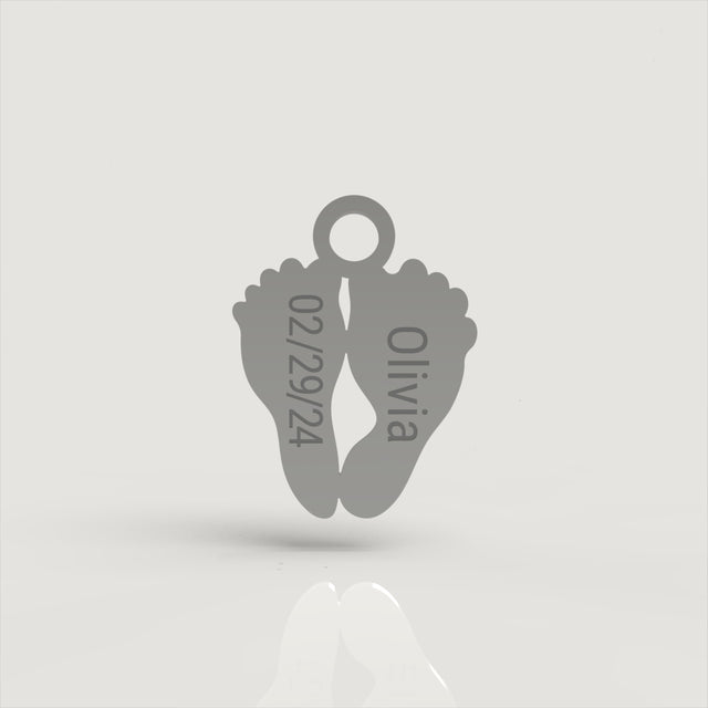 Silver Petite Footprint Charm | Custom Beautiful Meaningful Jewelry - ilMio Jewelry