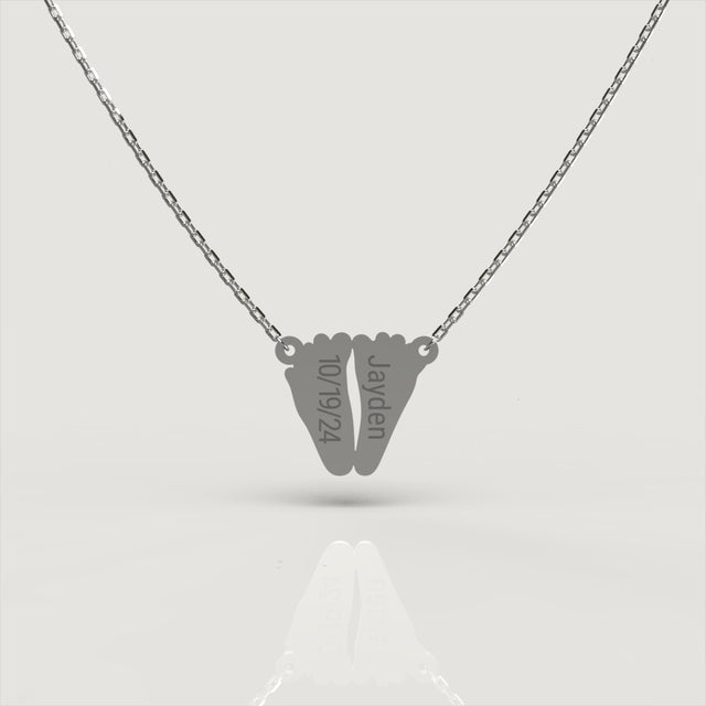 Silver Petite Footprint Necklace | Custom Beautiful Meaningful Jewelry - ilMio Jewelry
