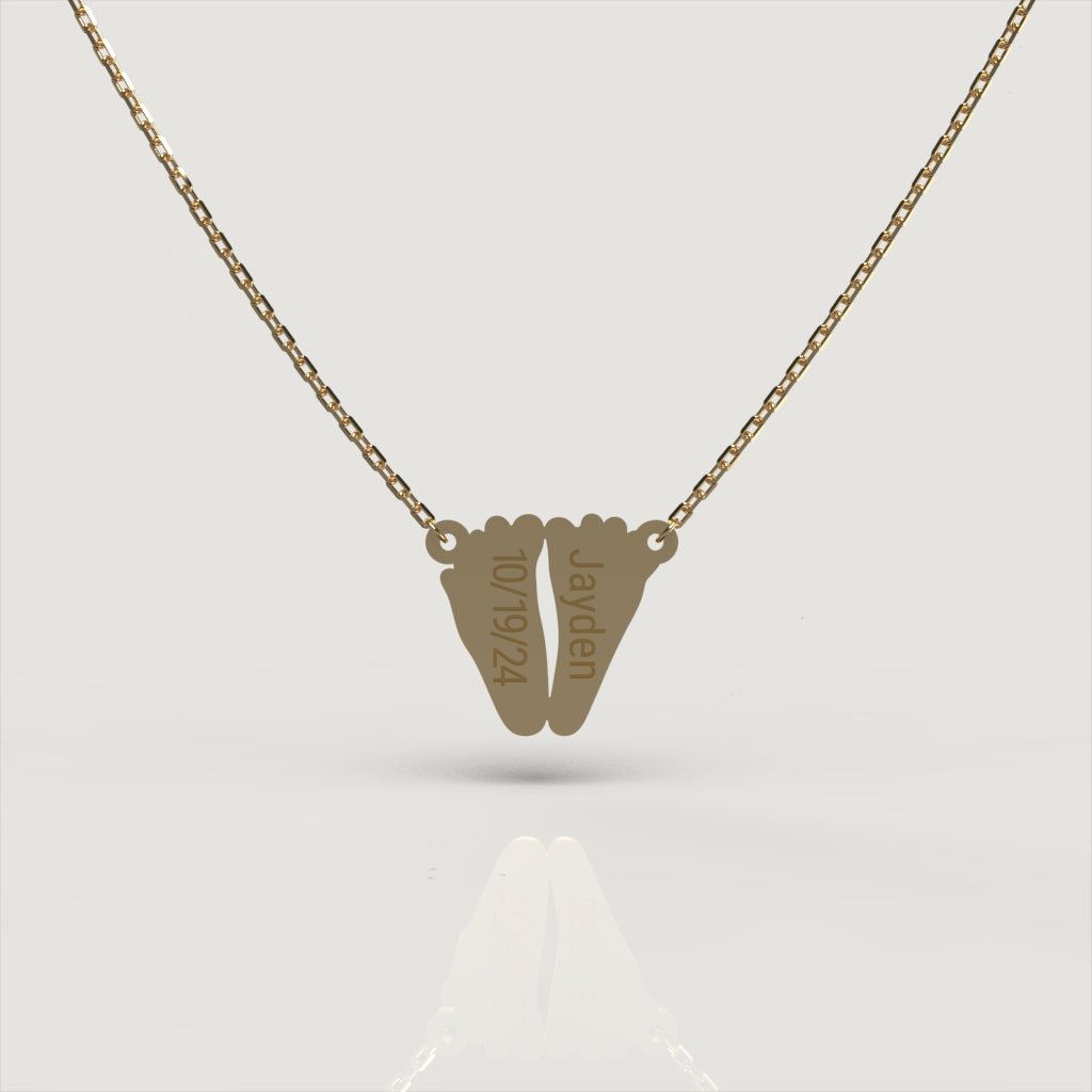 Gold Petite Footprint Necklace | Custom Beautiful Meaningful Jewelry - ilMio Jewelry