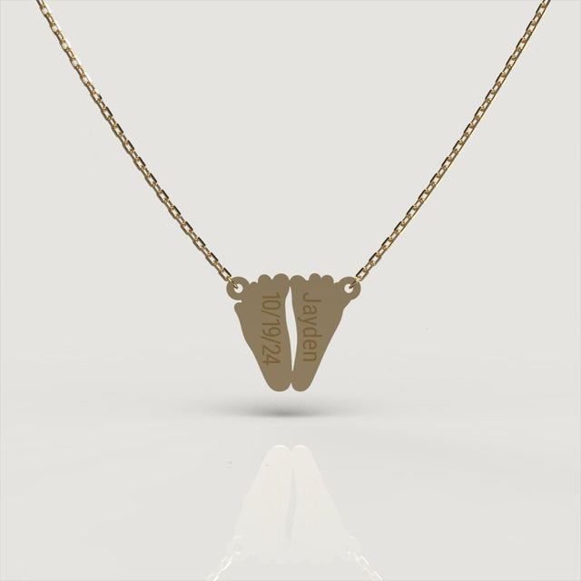 Gold Petite Footprint Necklace | Custom Beautiful Meaningful Jewelry - ilMio Jewelry