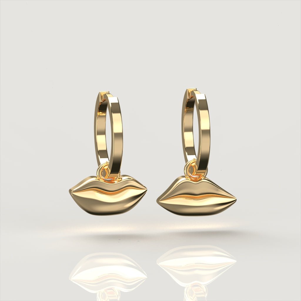Petite Kiss Gold Drop Earrings | Custom Beautiful Meaningful Jewelry - ilMio Jewelry