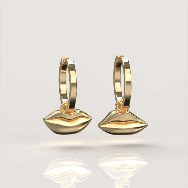 Petite Kiss Gold Drop Earrings | Custom Beautiful Meaningful Jewelry - ilMio Jewelry