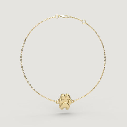 Gold Petite Paw Cable Bracelet | Custom Beautiful Meaningful Jewelry - ilMio Jewelry