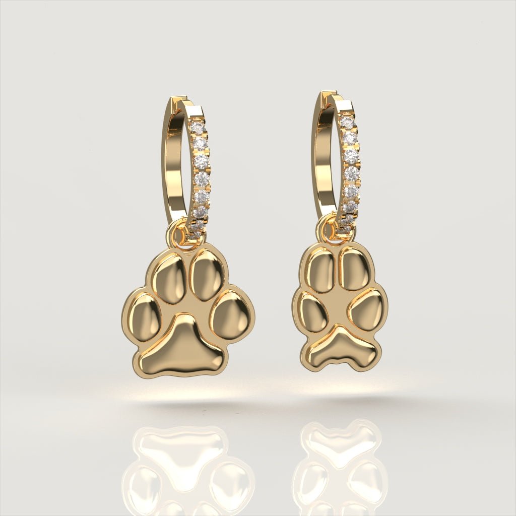 Petite Paw Diamond Drop Earrings | Custom Beautiful Meaningful Jewelry - ilMio Jewelry