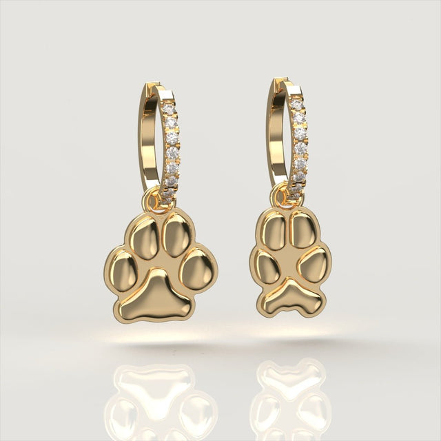Petite Paw Diamond Drop Earrings | Custom Beautiful Meaningful Jewelry - ilMio Jewelry