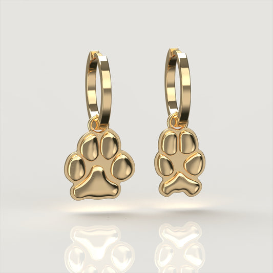 Petite Paw Gold Drop Earrings