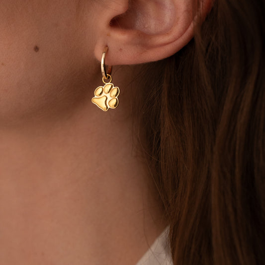 Petite Paw Gold Drop Earrings