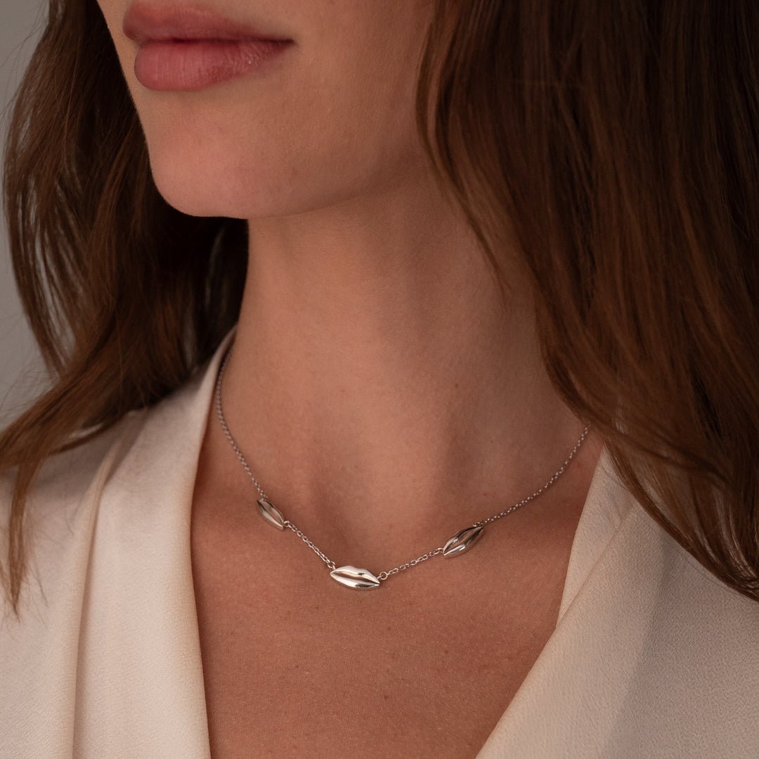Silver Triple Petite Kiss Necklace | Custom Beautiful Meaningful Jewelry - ilMio Jewelry
