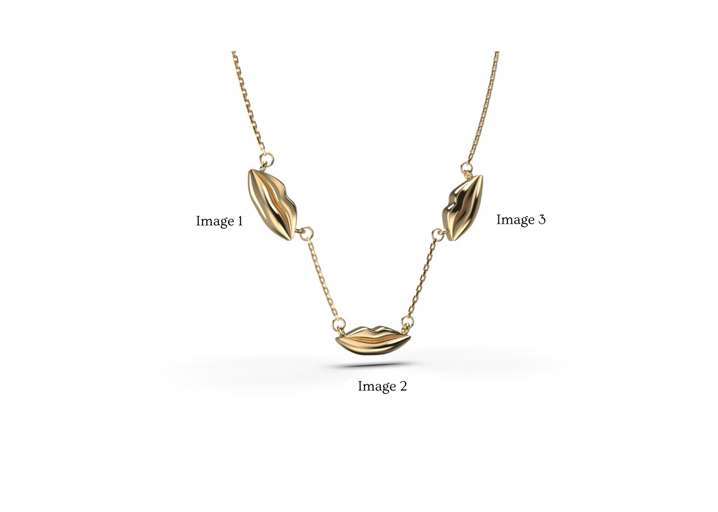 Small Gold Classic Triple Kiss Necklace