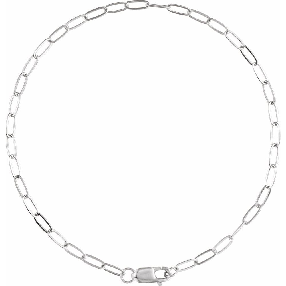 Silver Solid Lite Paperclip Bracelet