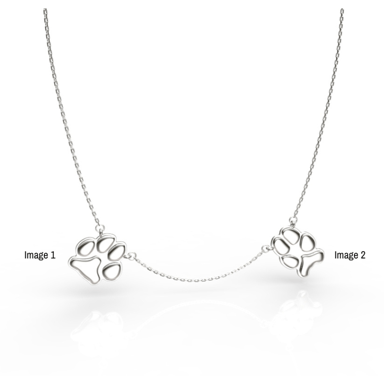 Silver Double Classic Paw Necklace | Custom Beautiful Meaningful Jewelry - ilMio Jewelry