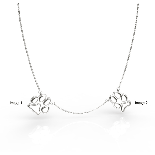 Silver Double Classic Paw Necklace | Custom Beautiful Meaningful Jewelry - ilMio Jewelry