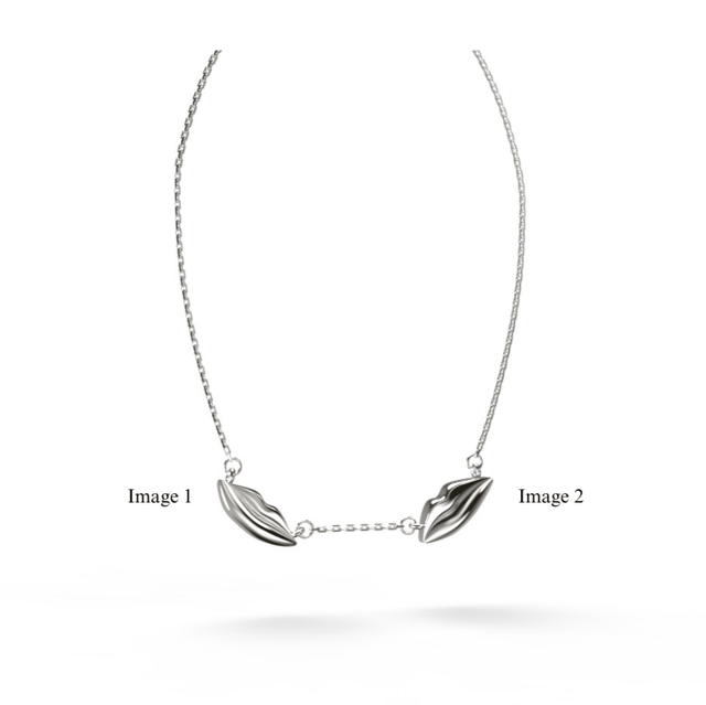 Silver Double Petite Kiss Necklace | Custom Beautiful Meaningful Jewelry - ilMio Jewelry