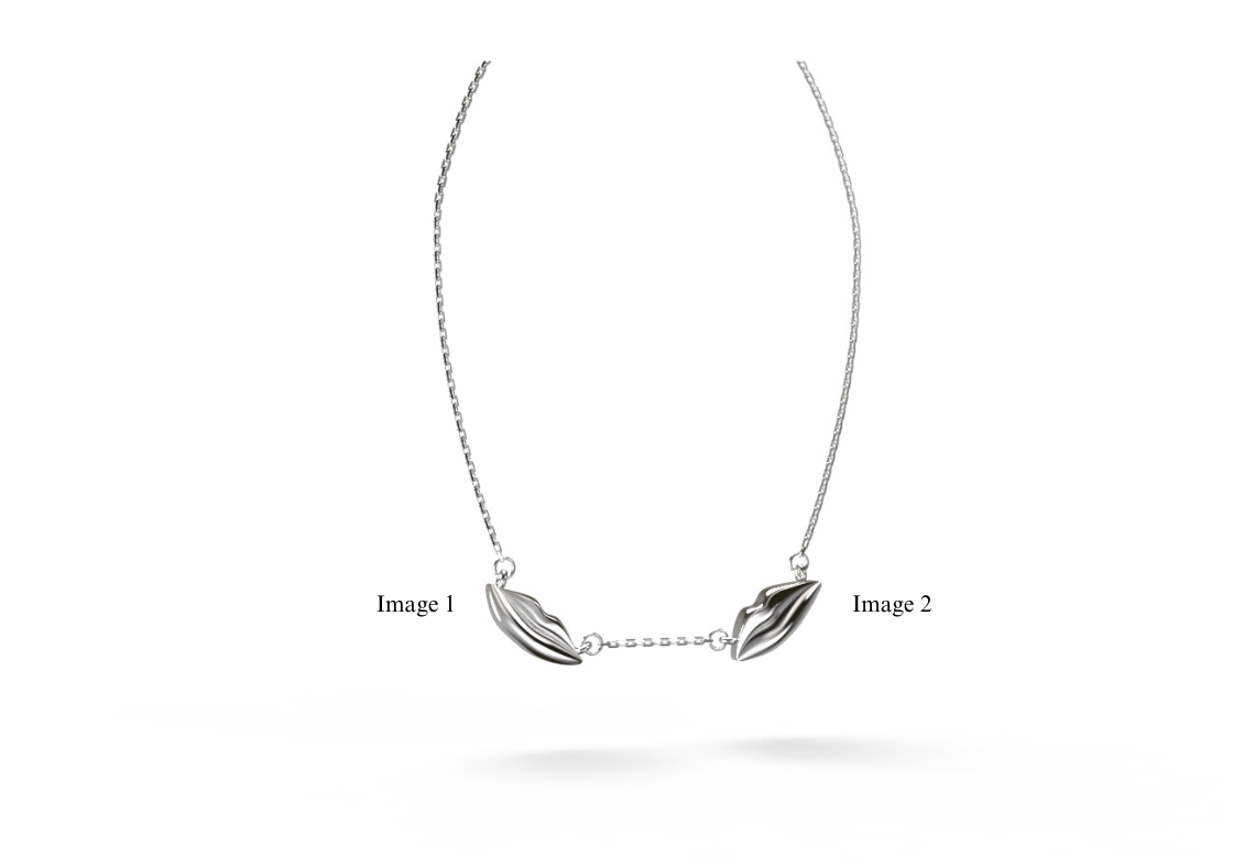 Small Silver Classic Double Kiss Necklace