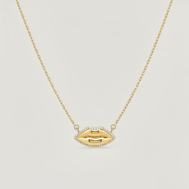 Diamond Halo Classic Kiss Necklace | Custom Beautiful Meaningful Jewelry - ilMio Jewelry