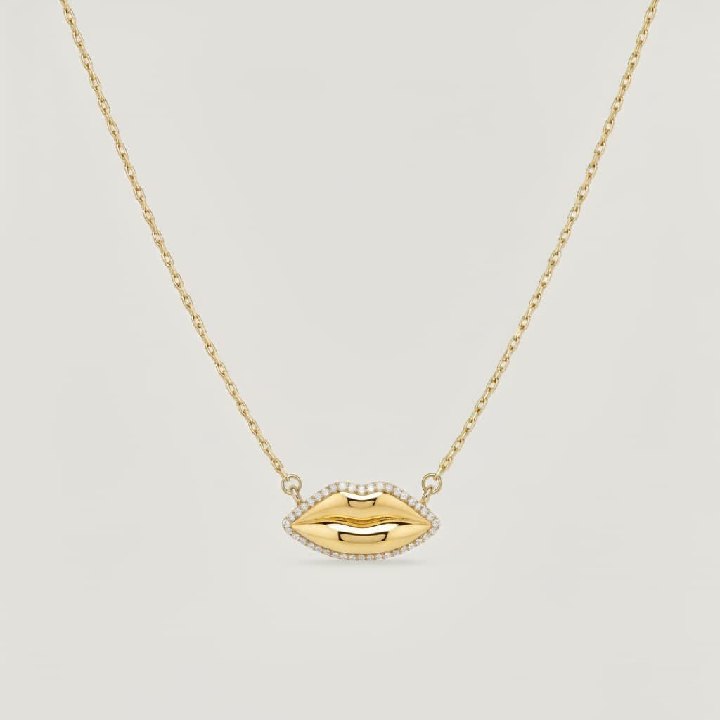 Diamond Halo Classic Kiss Necklace | Custom Beautiful Meaningful Jewelry - ilMio Jewelry