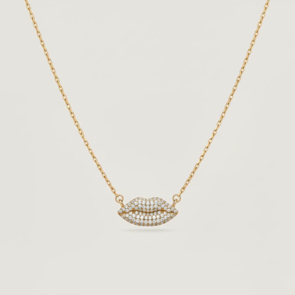 Diamond Pave Classic Kiss Necklace | Custom Beautiful Meaningful Jewelry - ilMio Jewelry
